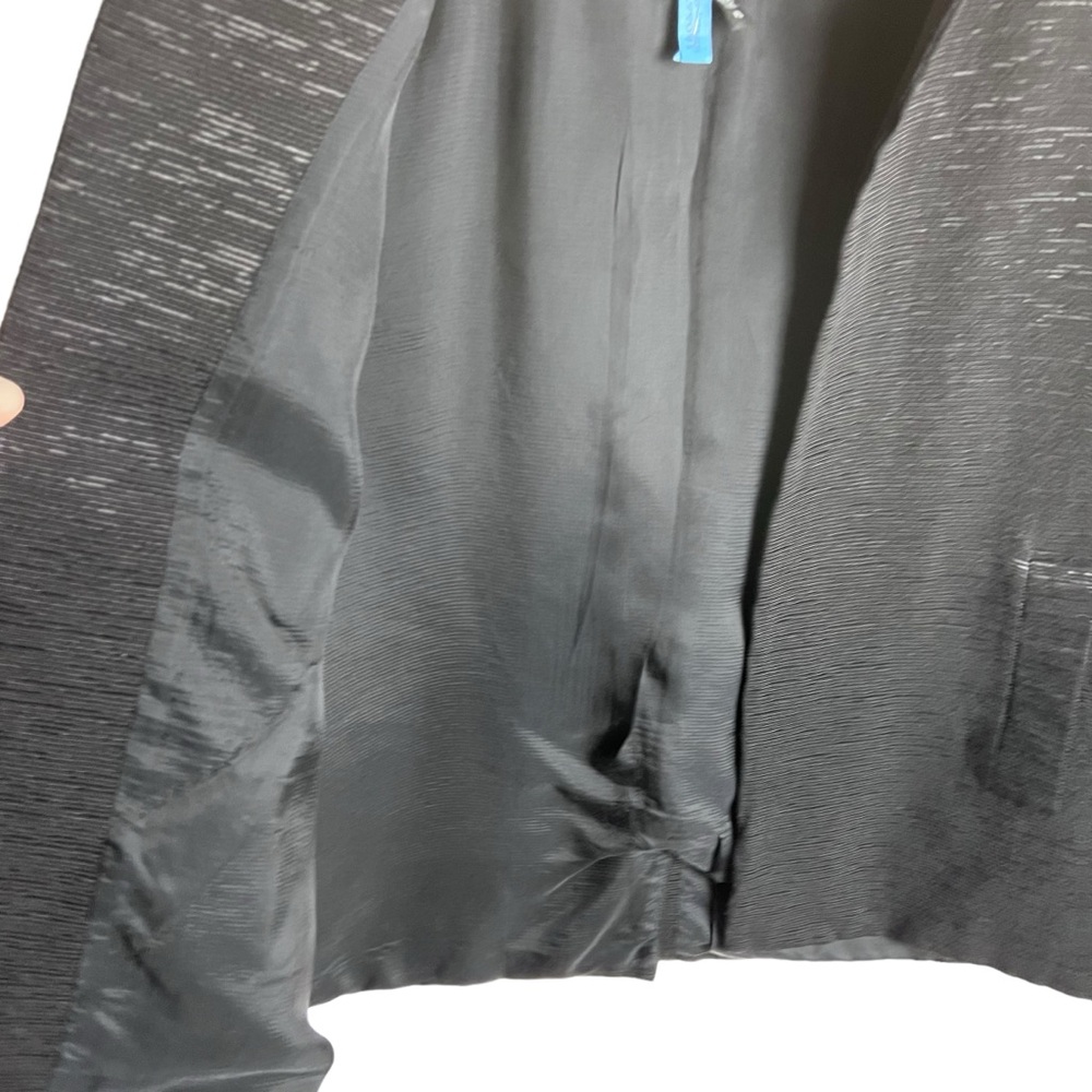 Eileen Fisher Collarless Open Front Textured Black Blazer Jacket Size Petite L - Picture 9 of 16